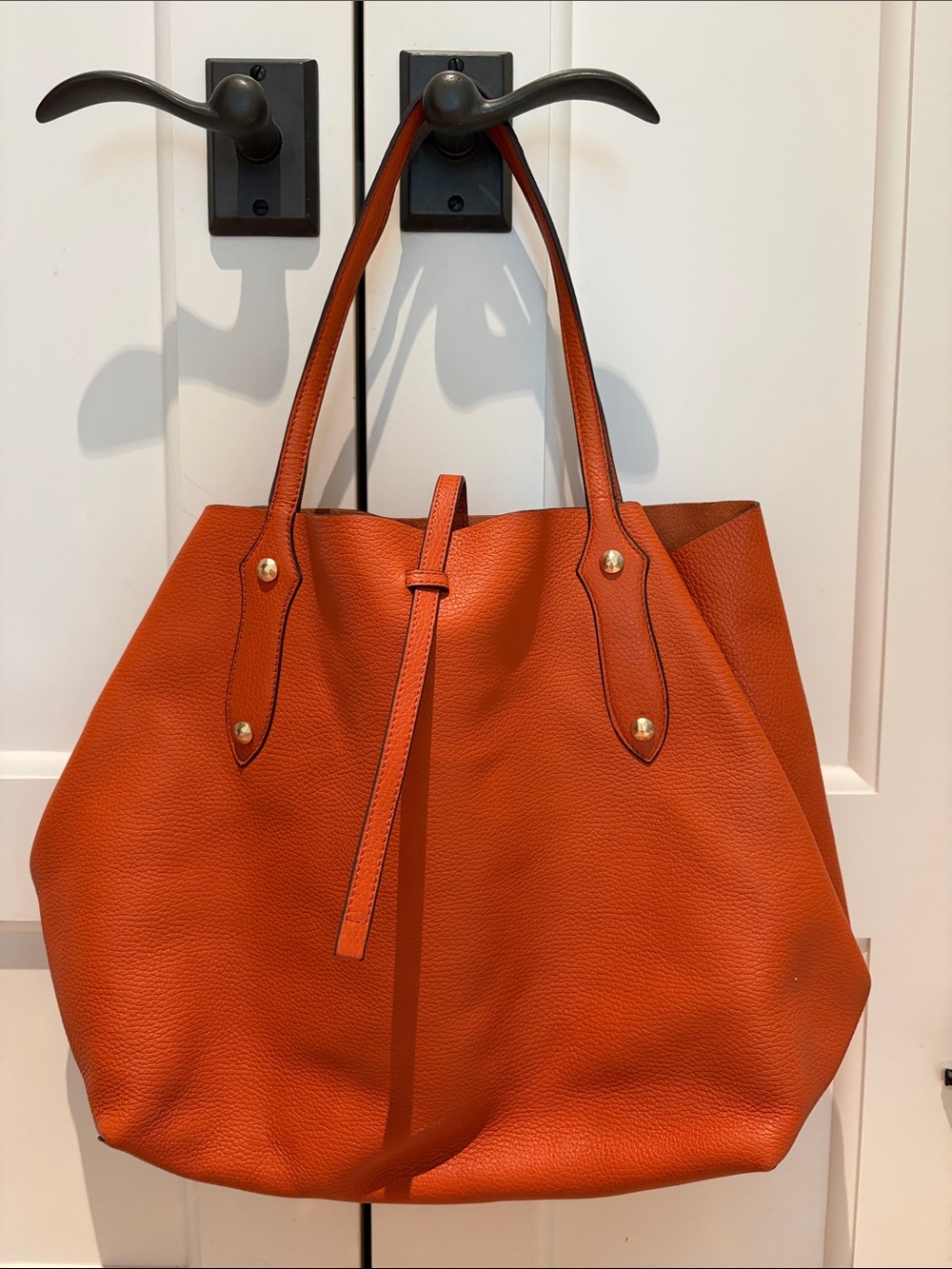 Annabel Ingall Orange Pebbled Leather Tote